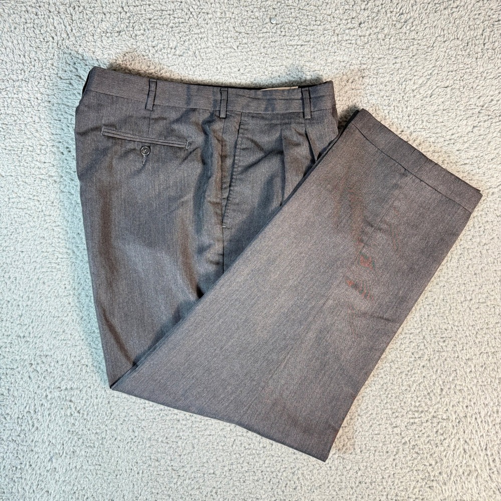 Vintage Chaps Ralph Lauren Dress Pants Mens 36x31 Gray Pleated Trousers